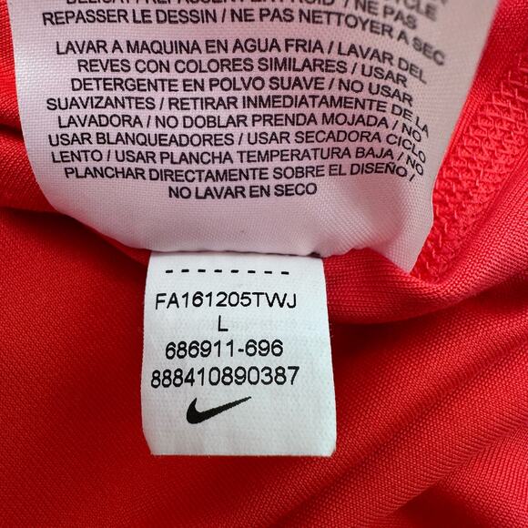 Nike One Classic Women's Dri-FIT Short-Sleeve Top SIZE L in CORAL color - Picture 7 of 14